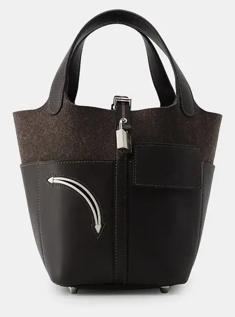 Hermes Picotin Lock Go Team Ebene Swift Leather Felt Size PM