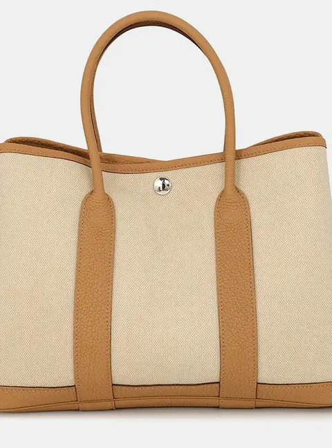 Hermes Garden Party Beton/Biscuit Negonda Leather Toile Military Size TPM
