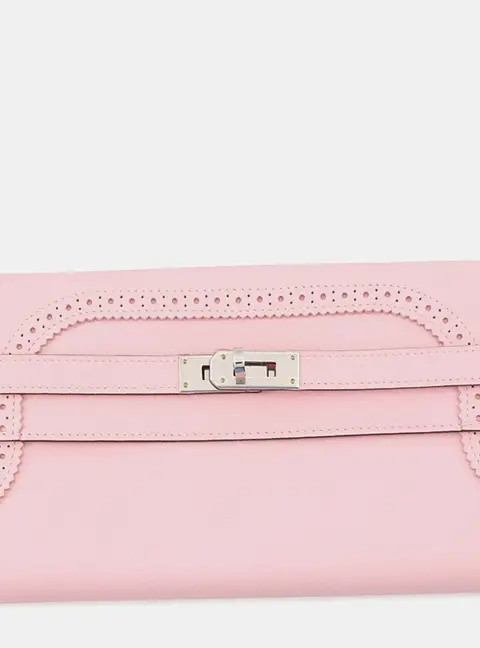 Hermes Kelly Wallet Gillies Rose Sakura Swift Leather