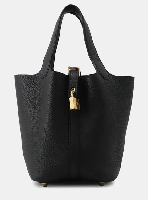 Hermes Picotin Lock 18 Black Taurillon Clemence Bag