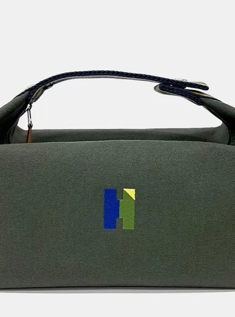 Hermes Bride-A-Brac GM Green Multicolor Cotton Pouch Bag
