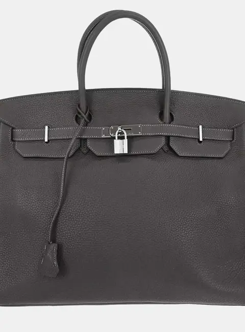Hermes Birkin 40 Graphite Taurillon Clemence Leather Top Handle Bag