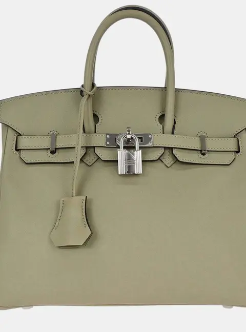 Hermes Birkin 25 Sauge Swift Leather Top Handle Bag