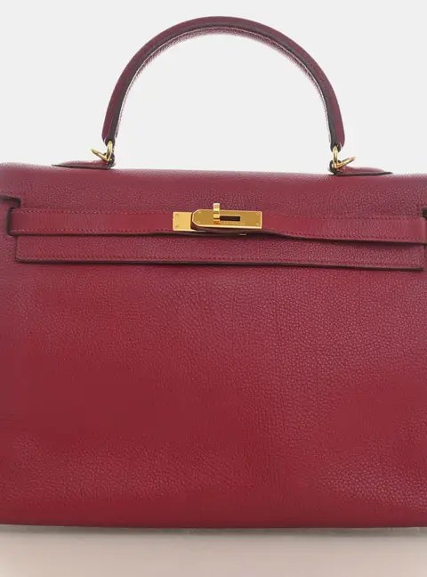 Hermes Kelly 35 Rubis Togo Calfskin Leather Top Handle Bag