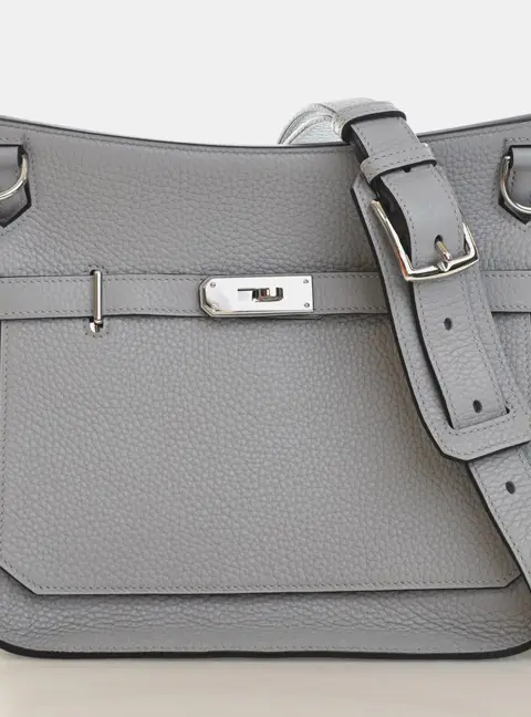 Hermes Jypsiere 28 Bleu Lin Clemence Bag