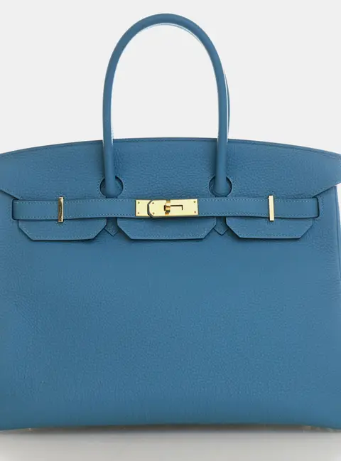 Hermes Birkin 35 Turquoise Togo Calfskin Leather Top Handle Bag