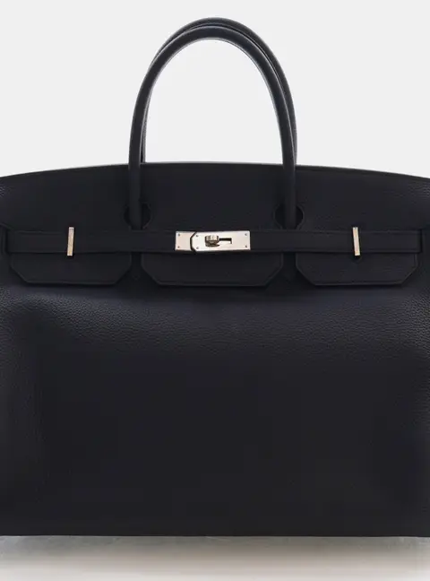 Hermes Birkin 40 Noir Togo Calfskin Leather Top Handle Bag