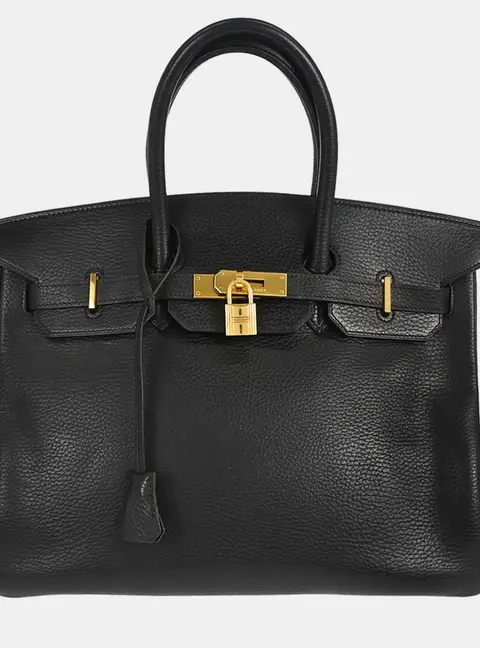 Hermes Birkin 35 Black Ardennes Calfskin Leather Top Handle Bag