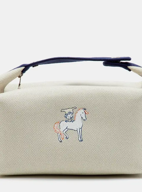 Herm&egrave;s Bride-a-Brac Cabriole Case Large Gris Perle Canvas Pouch
