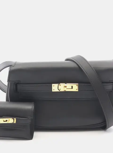 Hermes  Black Leather Kelly Moove Shoulder Bag
