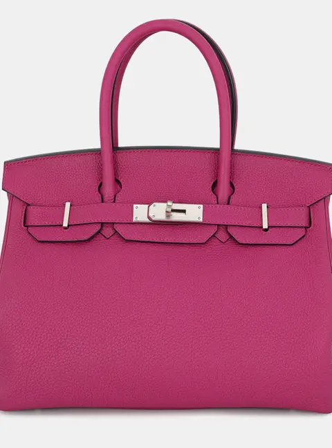 Hermes Birkin 30 Rose Pourpre Togo Calfskin Leather Top Handle Bag