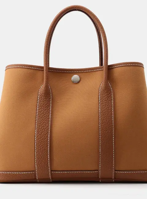 Hermes Garden Party Verso Gold/Magnolia Toile Officier Negonda Leather Size Tpm