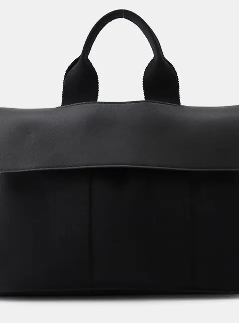 Hermes Valparaiso Black Toile Chevrons Leather Size Pm