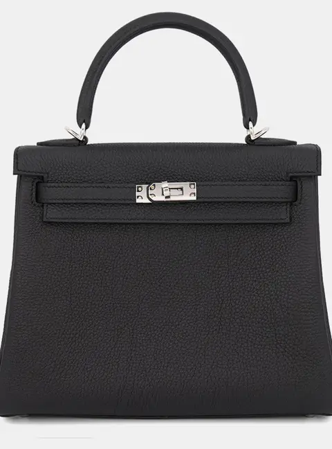 Hermes Kelly Retourne Black Togo Leather Size 25