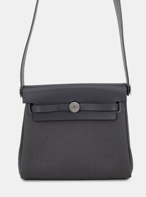 Hermes Herbag Zip Ardoise Toile Military Vache Hunter Leather Size Mini