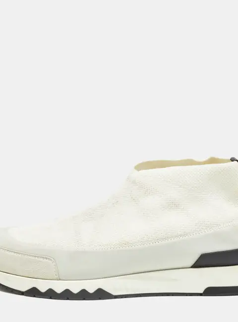 Hermes Size 38.5 White Knit Fabric, Neoprene and Suede Slip On Sneakers