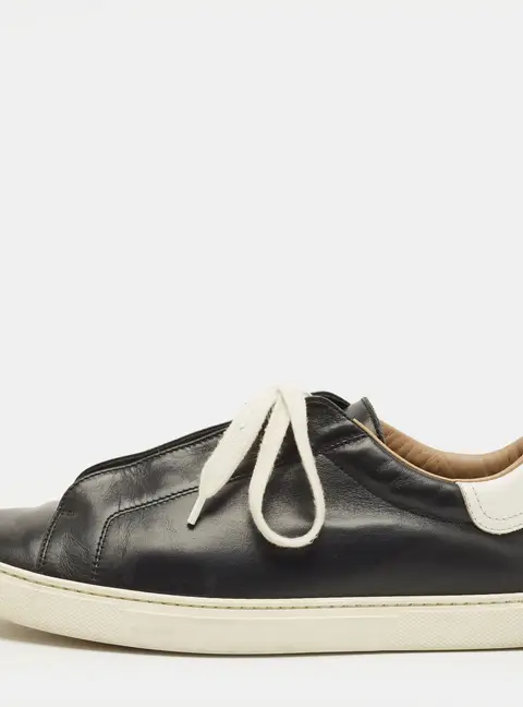 Hermes Day Size 40 Black Leather Lace Up Sneakers