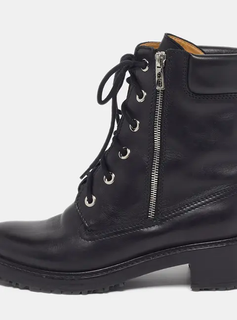 Hermes Veo Size 39 Black Leather Combat Boots