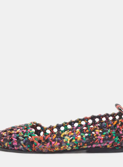 Hermes Minorque Size 36 Multicolor Woven Fabric Ballet Flats