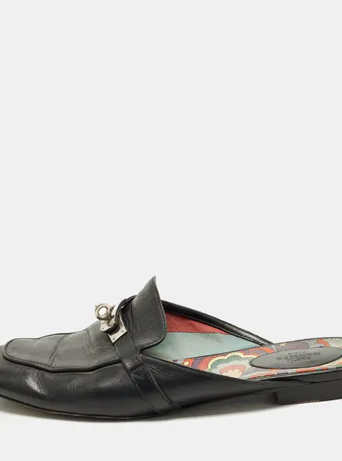 Hermes Oz Size 41 Black Leather Mules