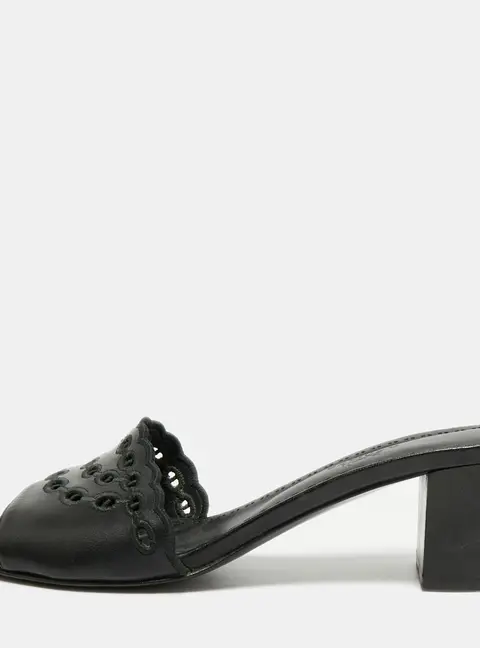 Hermes Gaelle Size 38.5 Black Leather Slide Sandals