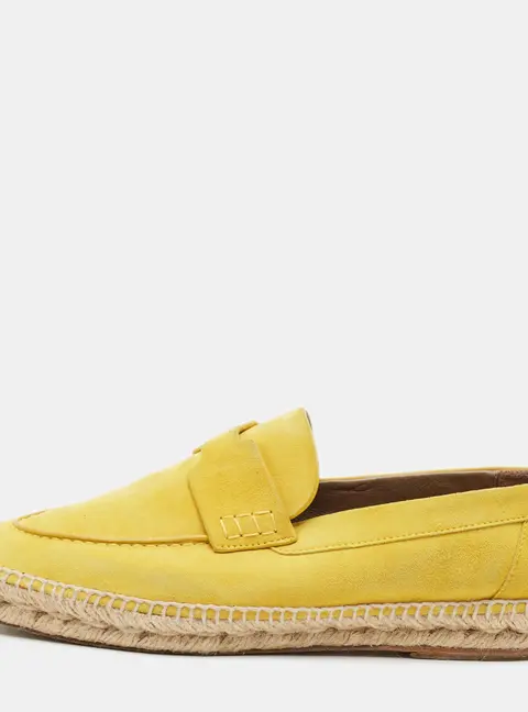 Hermes Trip Size 40 Yellow Suede Slip On Espadrille Loafers