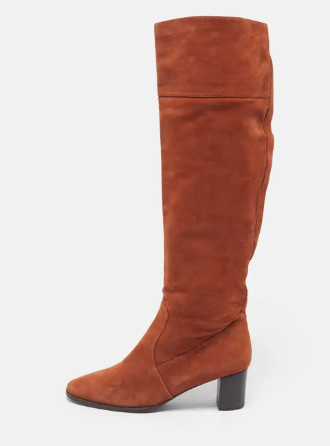 Hermes Size 39 Brown Suede Knee Length Boots