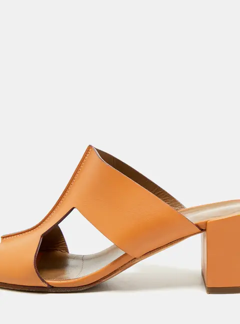 Hermes Ostia Size 39 Brown Leather Slide Sandals