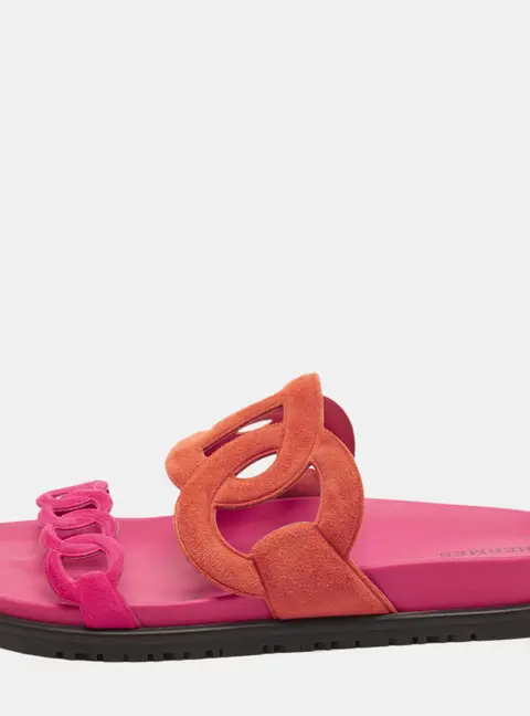 Hermes Extra Size 38 Pink/Orange Suede Flat Sandals