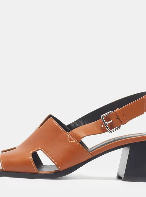 Hermes Elbe Size 39 Brown Leather Slingback Sandals