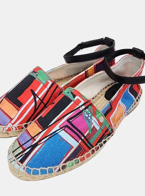 Hermes Multicolor Canvas Malaga Espadrille