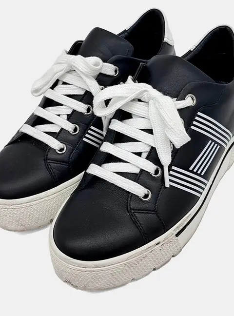 Herm&egrave;s Dare Black Leather Sneakers