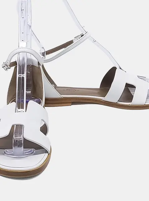 Herm&egrave;s Santorini White Leather Sandals EU 36.5