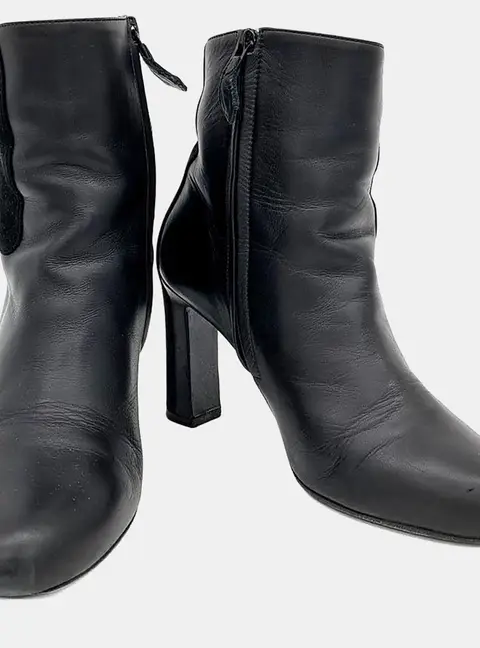 Hermes Black Leather Ankle Boots EU 37