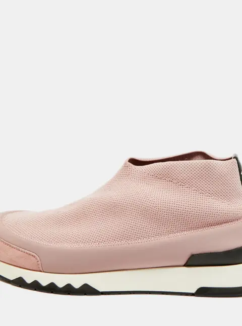 Hermes Tokyo Size 40 Pink/Black Knit Fabric and Suede Slip On Sneakers