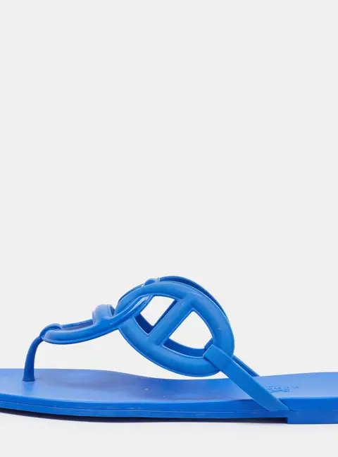 Hermes Egerie Size 39 Blue Rubber Flat Sandals