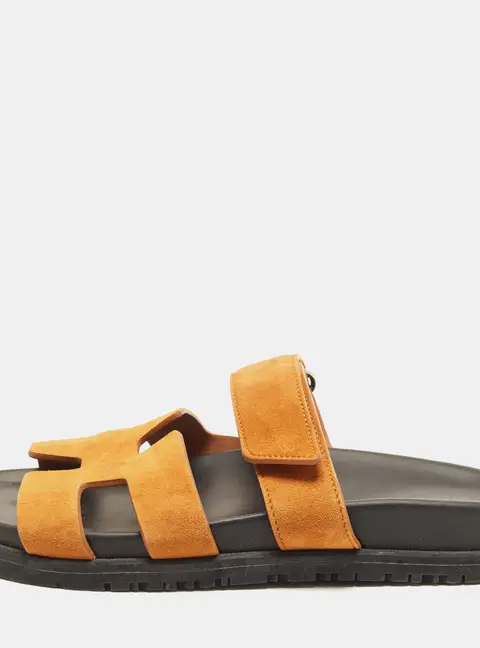 Hermes Chypre Size 36 Brown Suede Flat Slides
