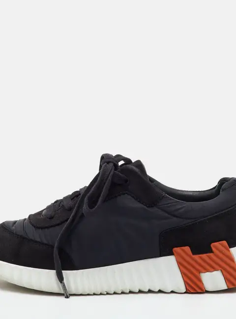 Hermes Bouncing Size 36 Black Nylon and Suede Low Top Sneakers