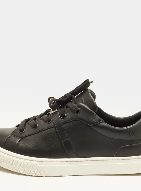 Hermes Day Size 39.5 Black Leather Low Top Sneakers