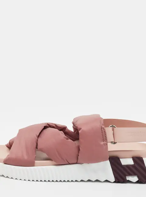 Hermes Electric Size 38.5 Pink Leather and Nylon Ankle Strap Sandals
