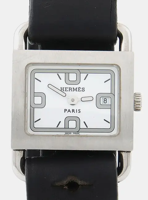 Hermes Barenia BA1.210 White Stainless Steel Quartz Women's Watches 25x20mm