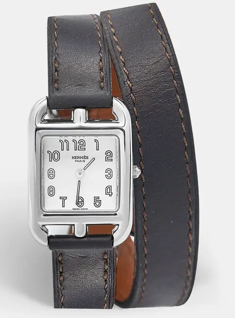 Hermes Cape Cod CC1.210 Silver Dial Stainless Steel Leather Women's Wristwatch 23 mm