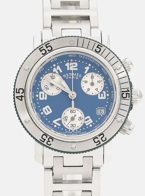 Hermes Clipper CL2.317 Quartz Blue Stainless Steel Women's Wristwatch 33.5 mm