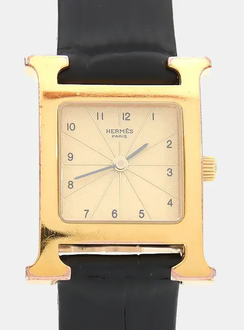 Hermes Heure H HH1.201 Quartz Gold Plated Stainless Steel Womens Wristwatch 21 mm