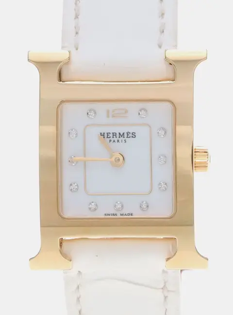 Hermes Heure H HH1.202b Quartz Gold Plated Stainless Steel Women's Wristwatch 21.5 mm