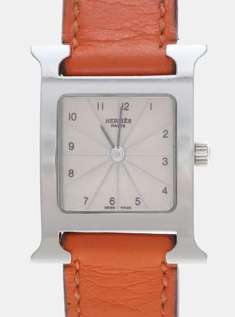 Hermes H Hour HH1.210 Quartz White Stainless Steel Women's Wristwatch 26mm
