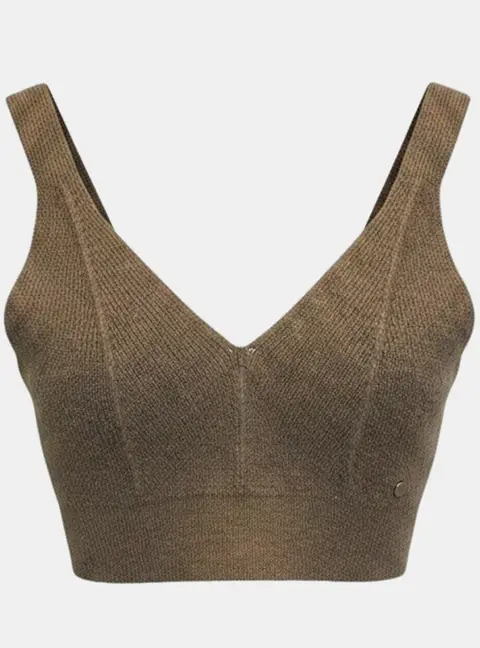 Hermes Brown Cashmere Knit Bralette Top FR 38