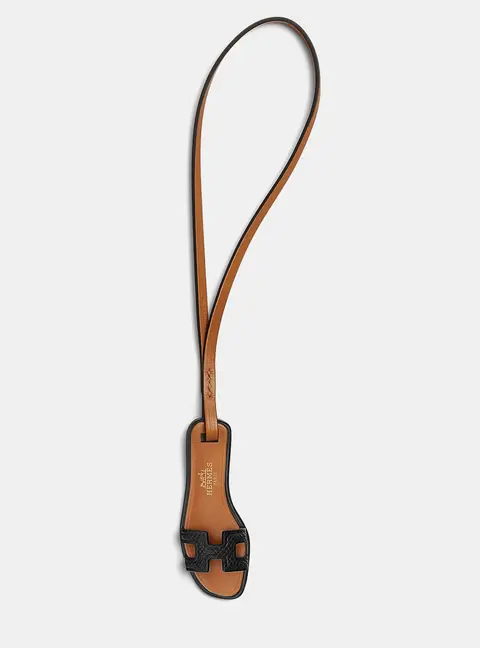 Hermes Black, Natural, Sand, Black Oran Nano Bag Charm