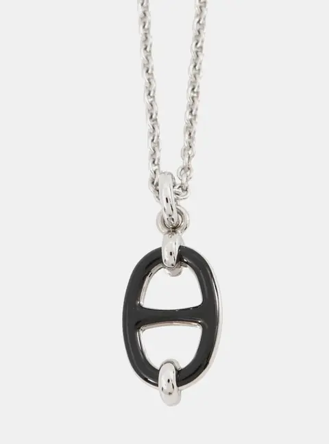 Hermes Maillon Necklace Black Lacquer Metal