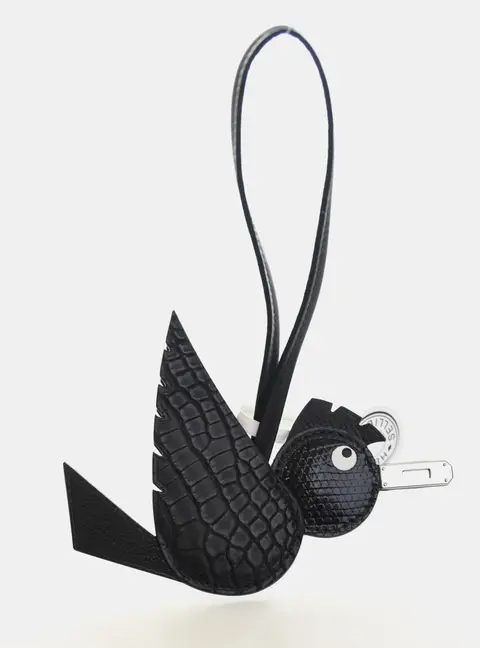 Hermes Black Alligator/Lizard Birdy Charm